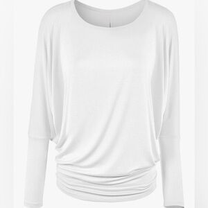 Flowy and Comfort Draped Long Sleeve Batwing Dolman -white